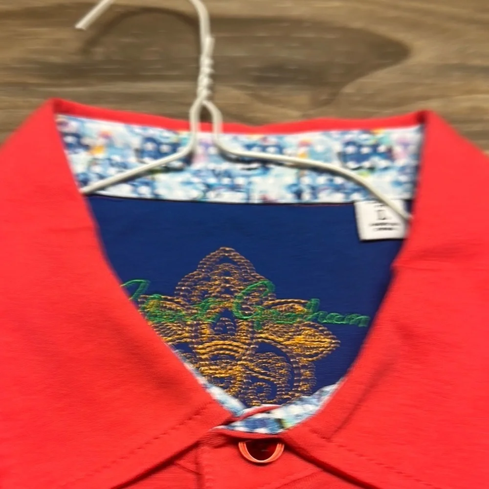 Robert Graham Knowledge Wisdom Truth Red Classic Fit Polo T-Shirt Size Large